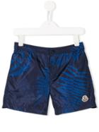 Moncler Kids Leaf Patterned Swim Shorts, Boy's, Size: 12 Yrs, Blue
