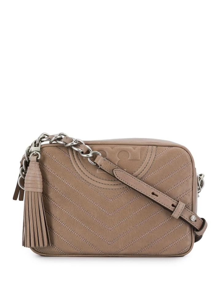 Tory Burch Fleming Distressed Chevron Camera Bag - Neutrals