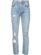 Re/done Distressed Slim-fit Jeans - Blue