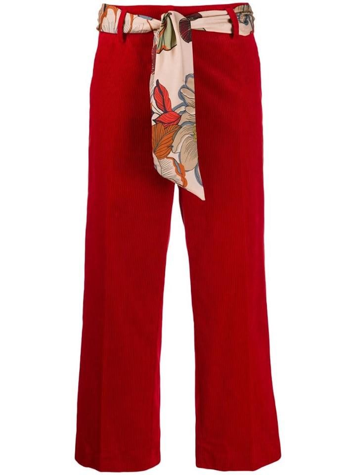 Cambio Scarf Belt Cropped Trousers - Red