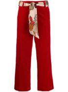 Cambio Scarf Belt Cropped Trousers - Red