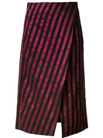 Gwen Salakaia Striped A-line Skirt, Women's, Size: 6, Red, Silk/acetate