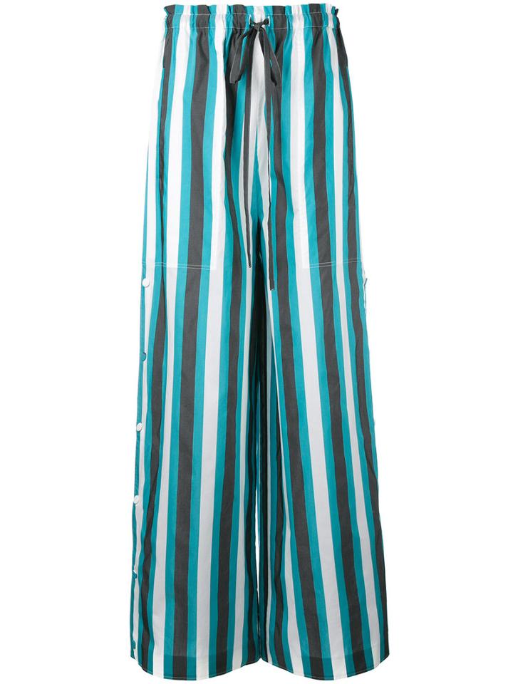 Ports 1961 - Striped Palazzo Pants - Women - Cotton/cupro - 40, Black, Cotton/cupro