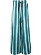 Ports 1961 - Striped Palazzo Pants - Women - Cotton/cupro - 40, Black, Cotton/cupro
