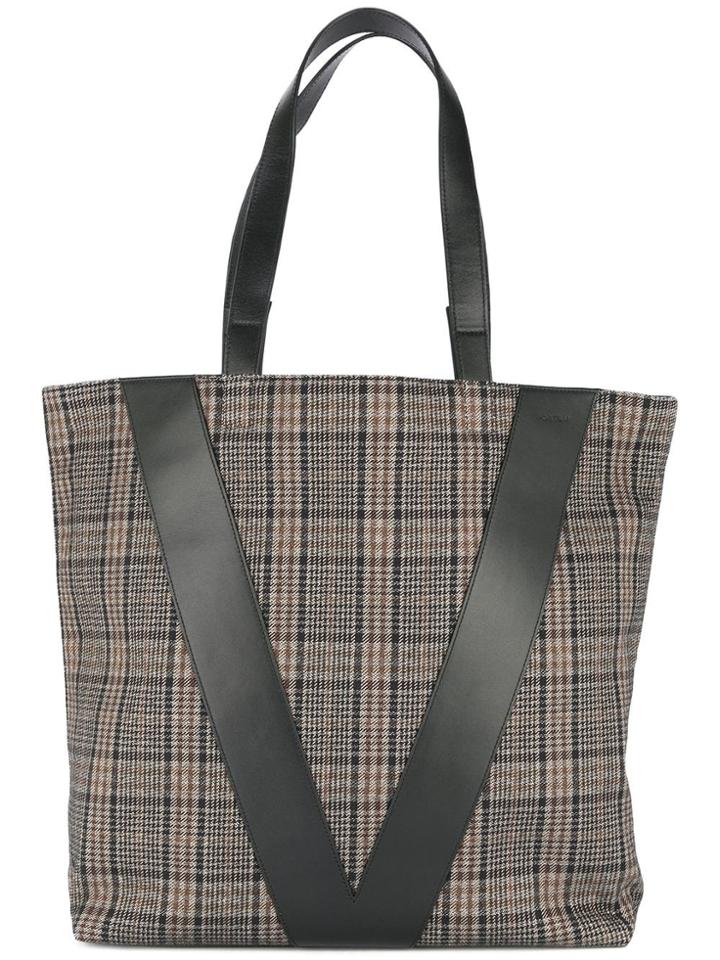 Ports V Plaid Shopper Tote - Brown