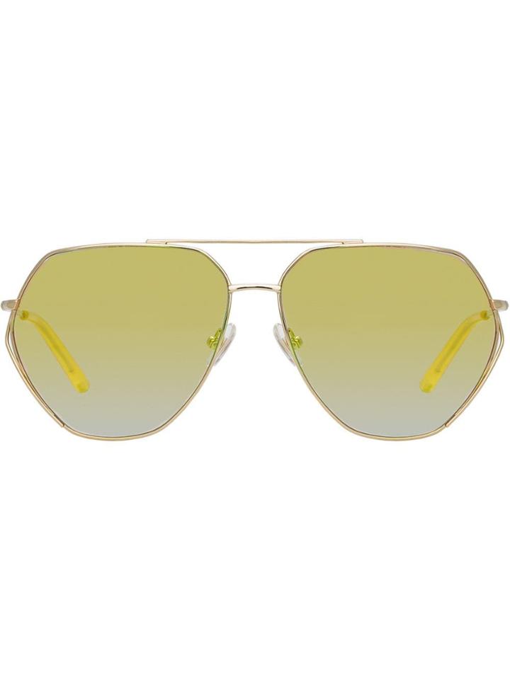 Linda Farrow Geometric Aviator Sunglasses - Gold