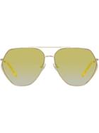 Linda Farrow Geometric Aviator Sunglasses - Gold