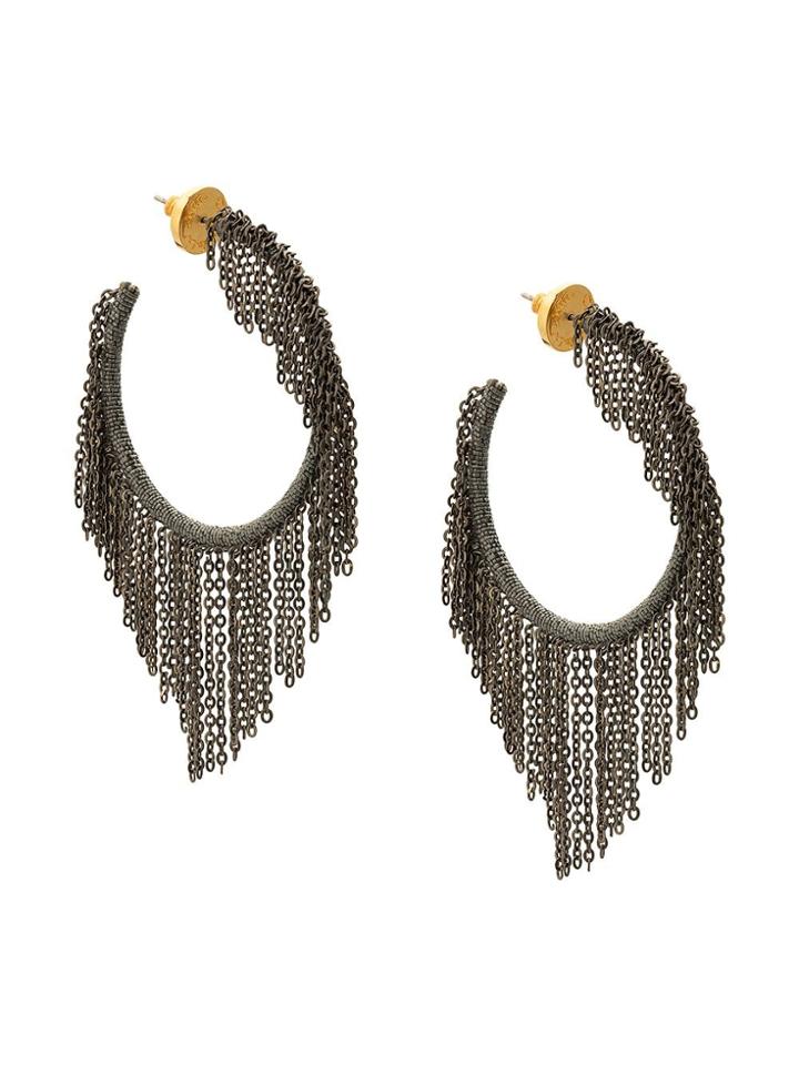 Oscar De La Renta Chain Fringe Hoops - Silver