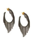 Oscar De La Renta Chain Fringe Hoops - Silver