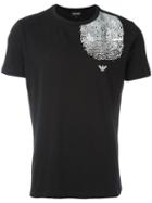Emporio Armani Fingerprint Print T-shirt, Men's, Size: Large, Black, Cotton