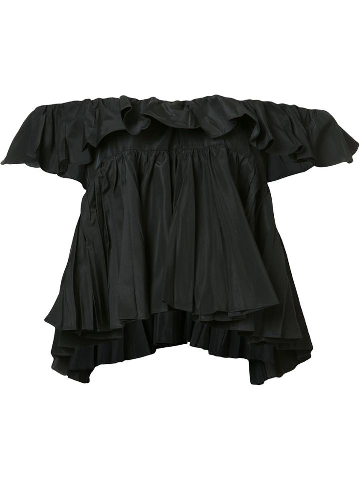Tome Cropped Ruffle Top - Black
