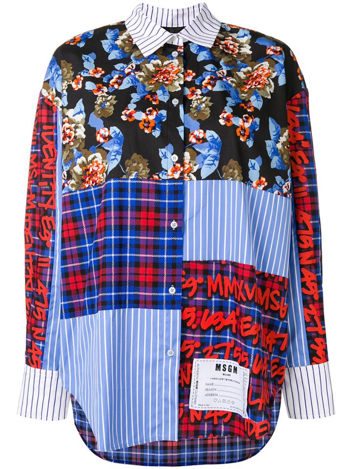 Msgm Patchwork Shirt - Black