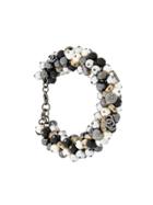 Chanel Vintage Pearls & Heart Logo Articulated Bracelet - Grey