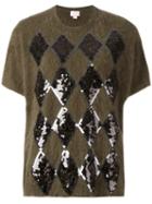 Giamba Sequin Embellished Knit T-shirt, Women's, Size: 42, Green, Polyamide/angora