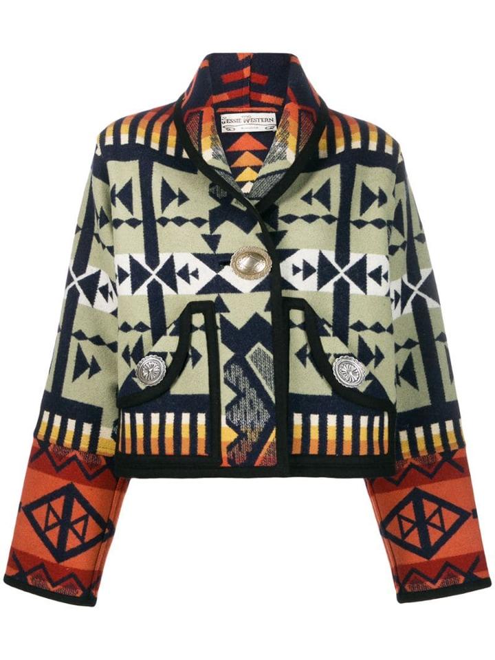 Jessie Western Pendleton Cropped Bolero - Green