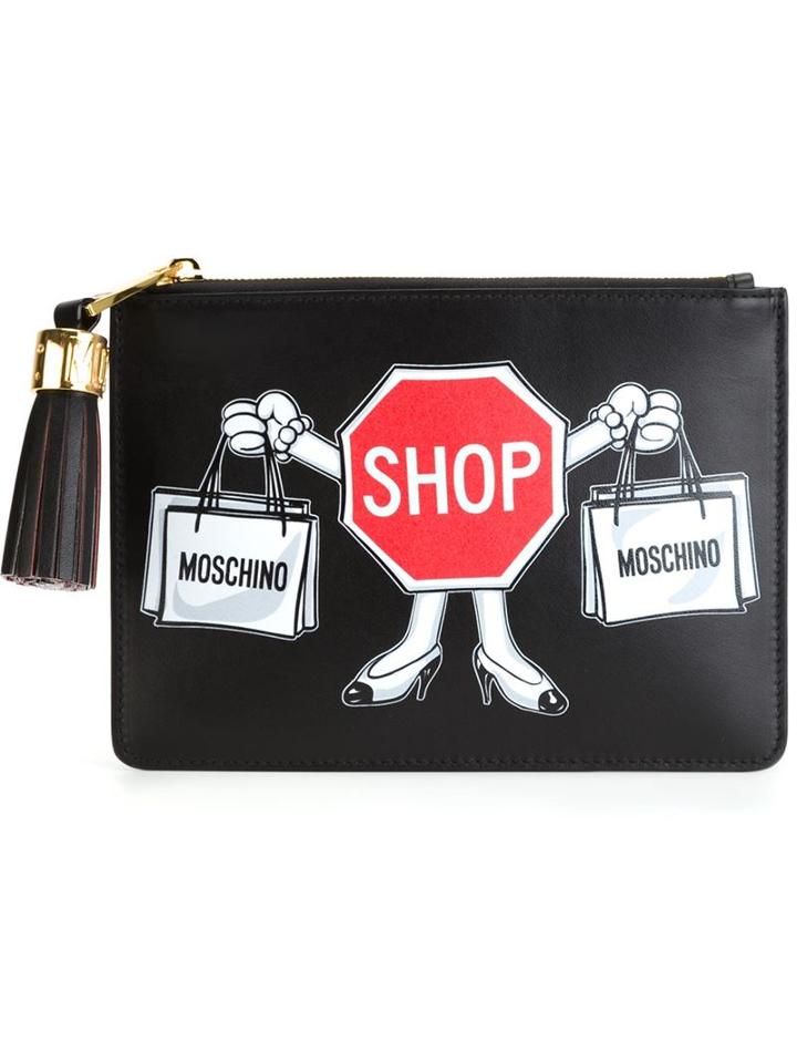 Moschino Shop Print Clutch