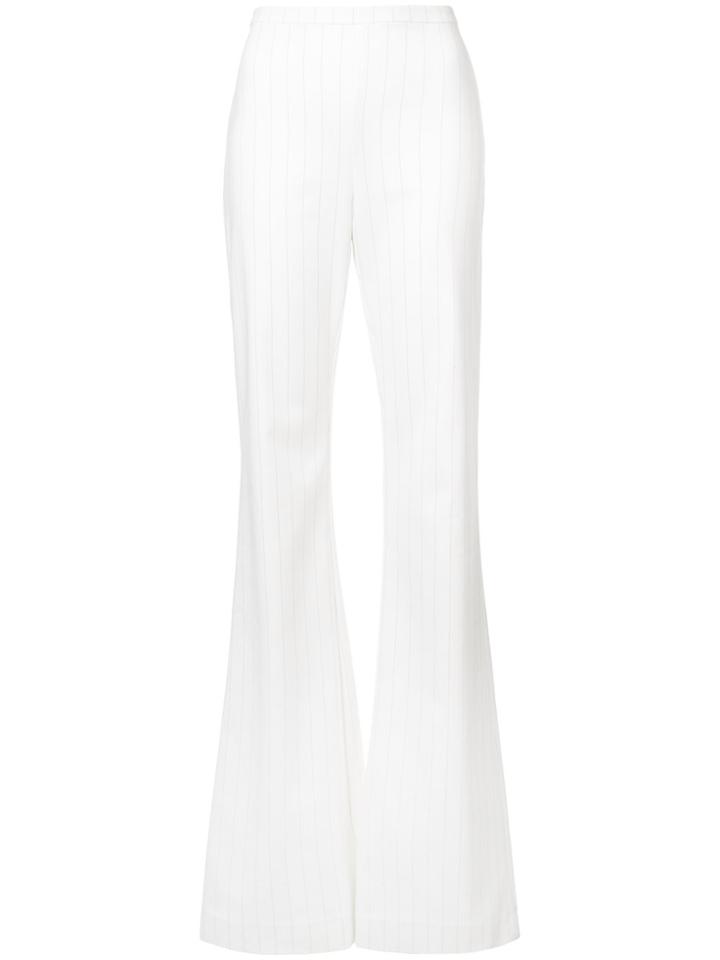 Christian Siriano Pinstriped Flared Trousers - White