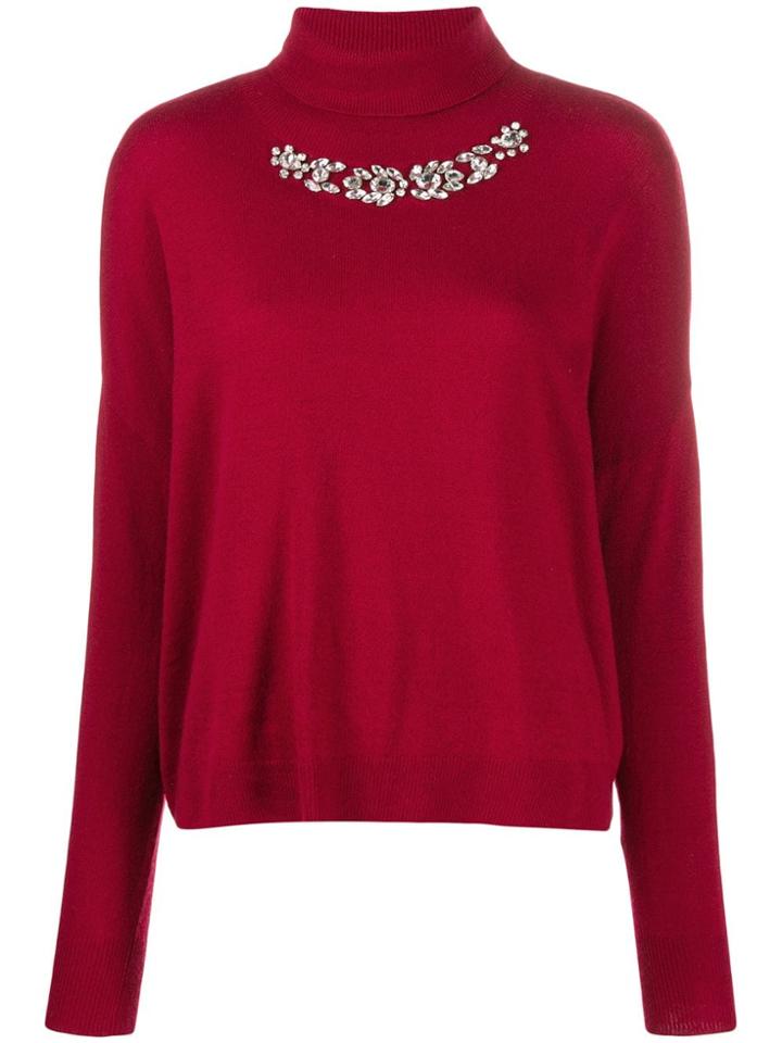 Liu Jo Contrast Embroidered Logo Jumper - Black