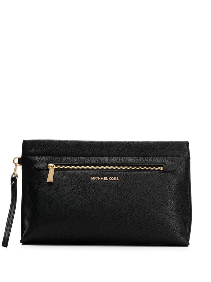 Michael Michael Kors Jet Set Logo Plaque Clutch Bag - Black