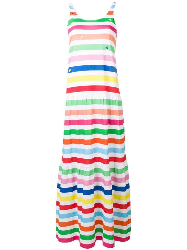 Mira Mikati Long Striped Slogan Dress - White