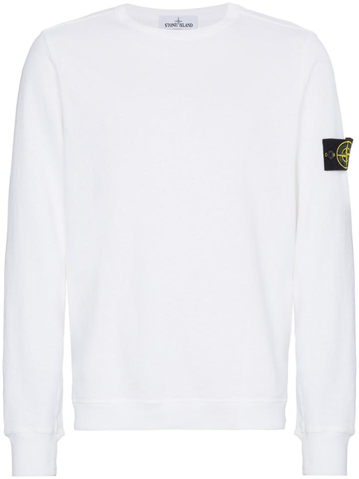 Stone Island Crew Neck Logo Sweater - White