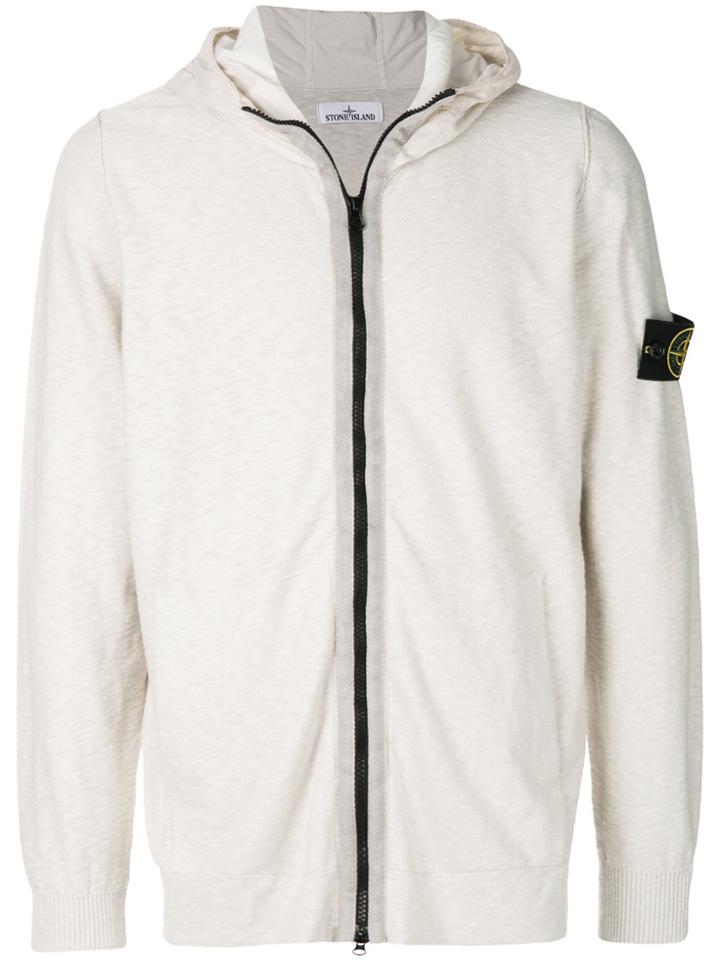 Stone Island Zipped Hooded Sweatshirt - White