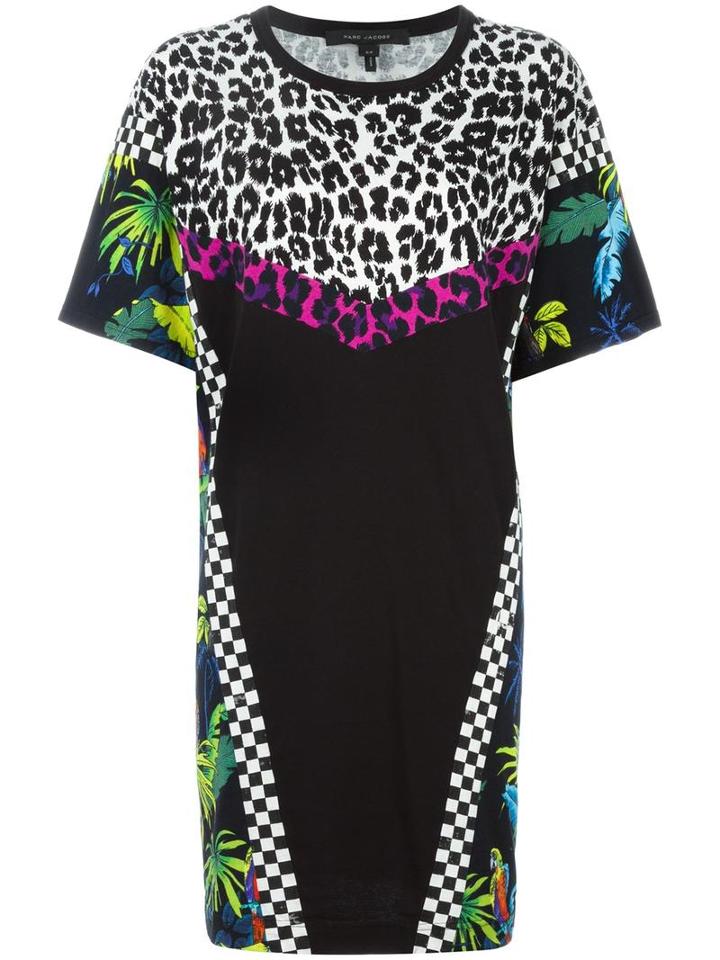 Marc Jacobs Printed Patchwork T-shirt Dress, Women's, Size: Small, Black, Cotton