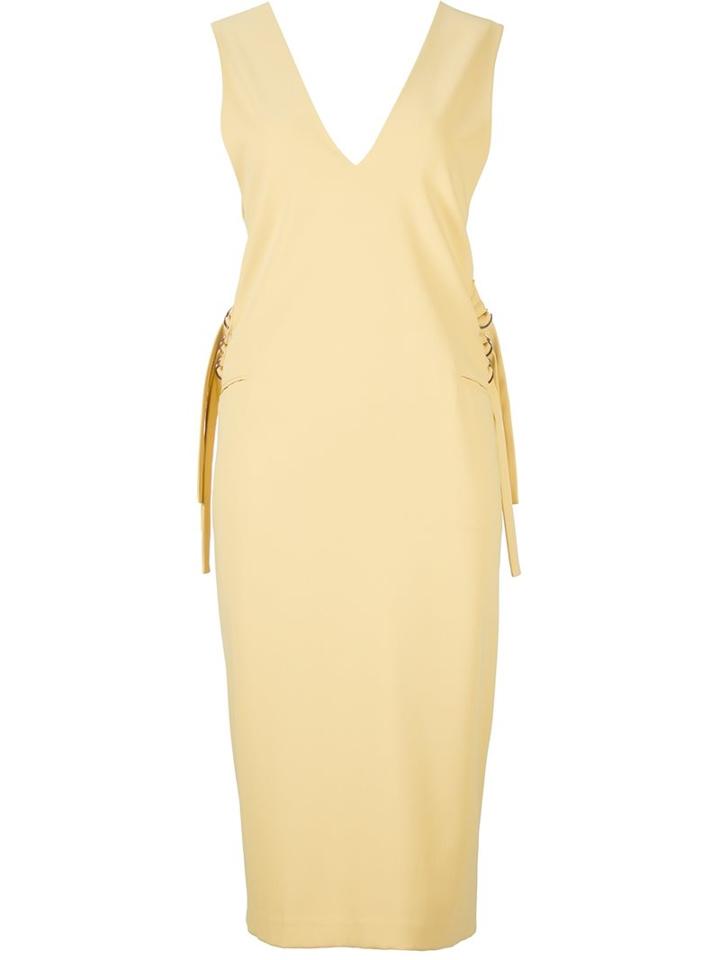 Ponti V-neck Sleeveless Dress, Women's, Yellow/orange, Polyester/cupro