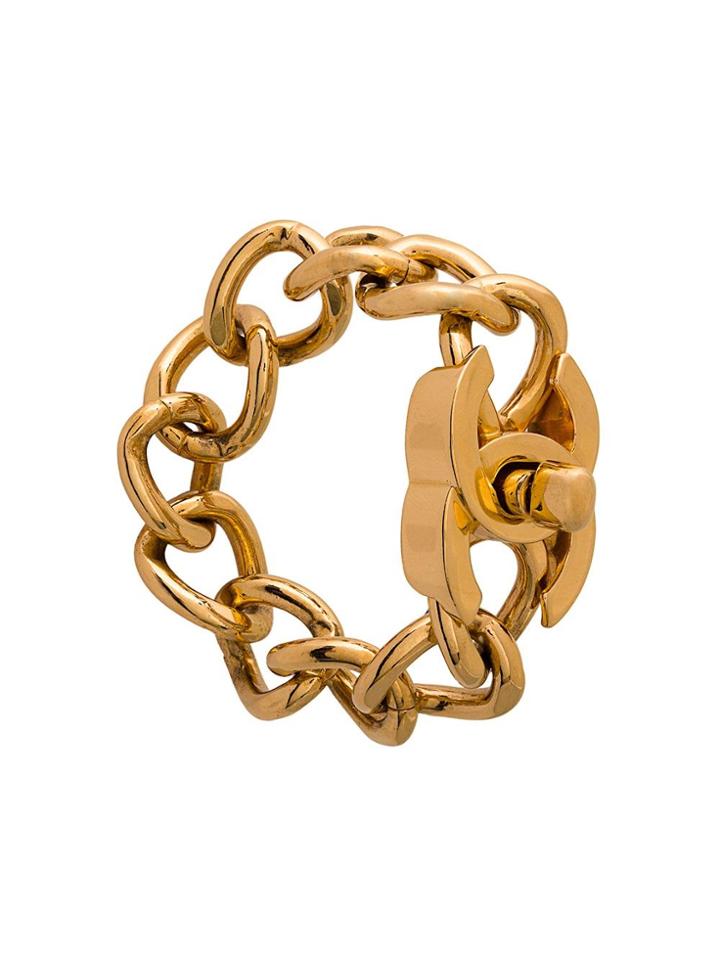 Chanel Vintage Cc Turnlock Chain Bracelet - Metallic