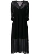 Caramel V-neck Layered Dress - Black
