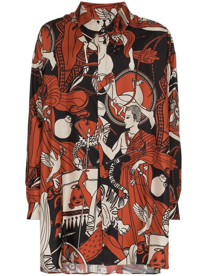Edward Crutchley Multi Print Silk Shirt - Black