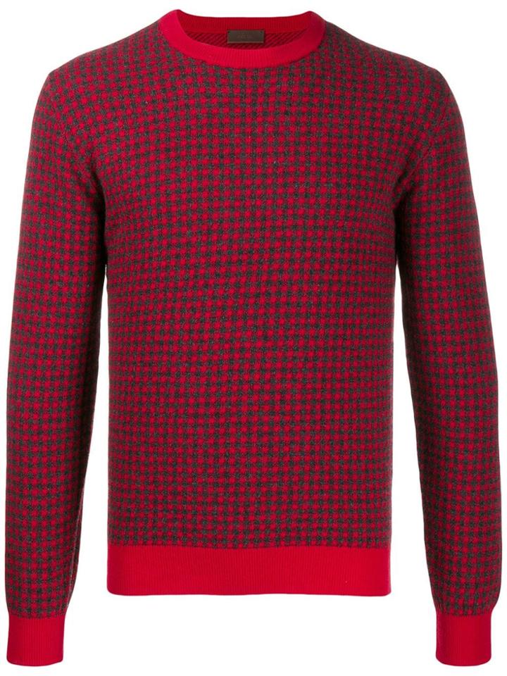 Altea Plaid Knit Jumper - Red