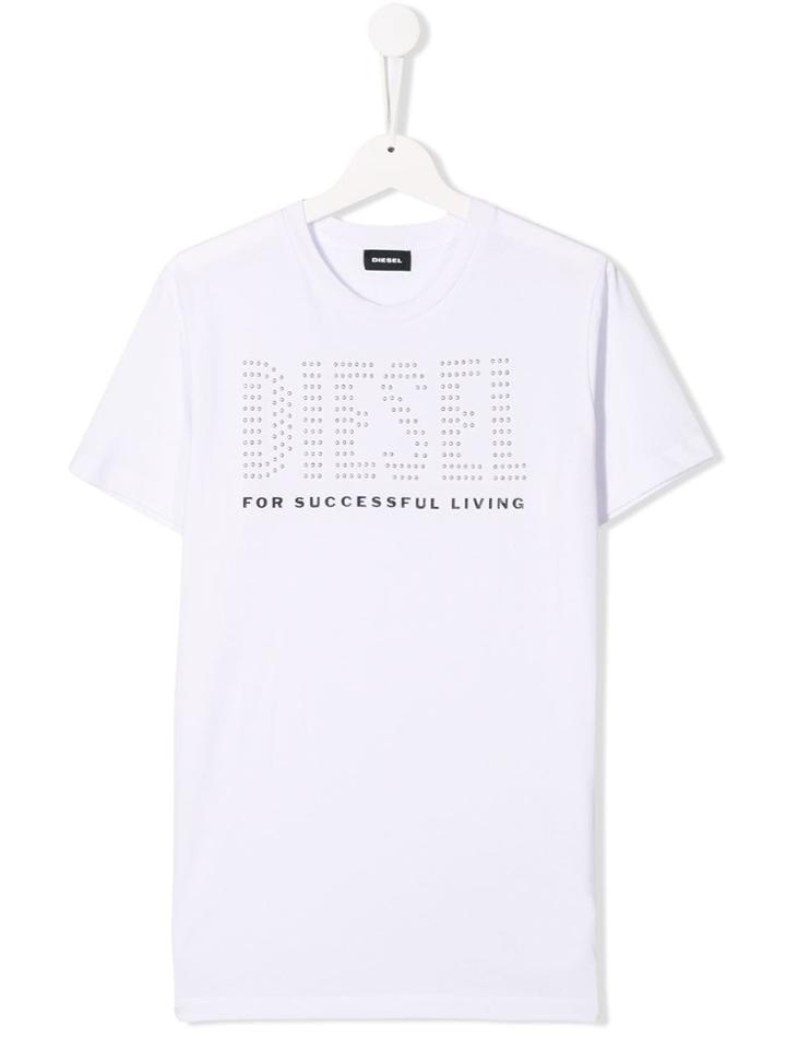 Diesel Kids Contrast Logo T-shirt - White