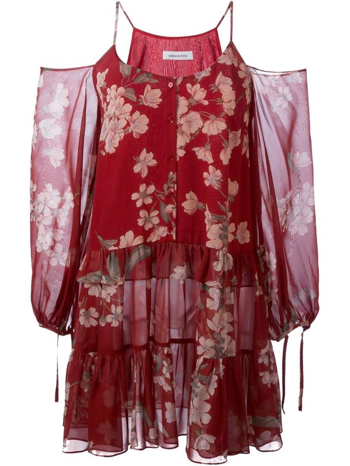Magda Butrym Floral Print Cold Shoulder Dress