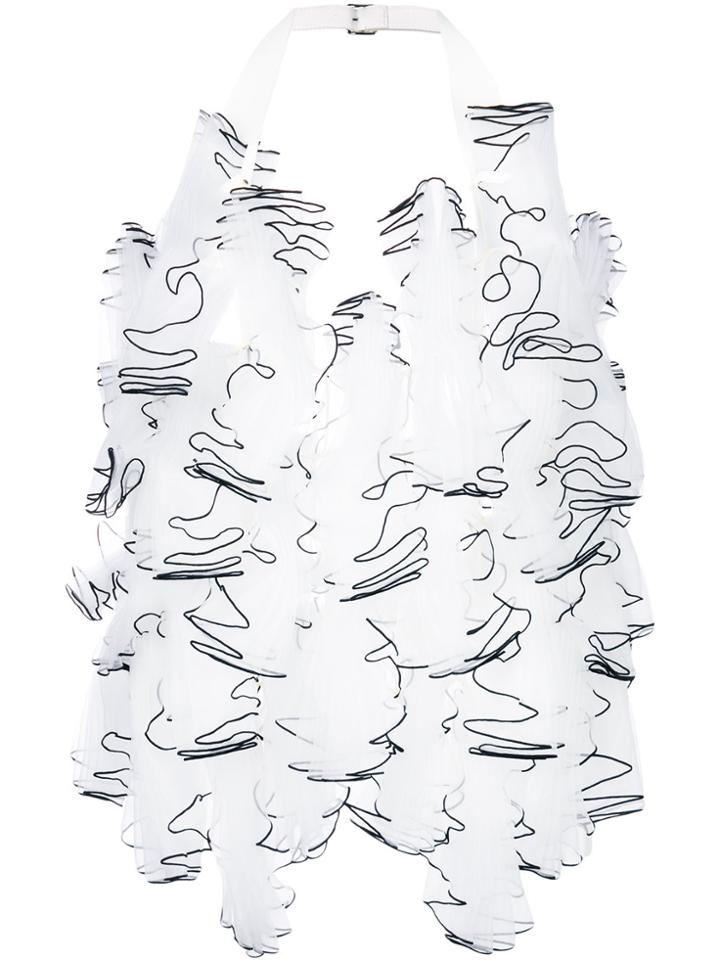 Comme Des Garçons Noir Kei Ninomiya Ruffled Halterneck Blouse - White