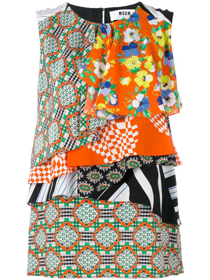 Msgm Multi-print Layered Blouse - Yellow & Orange