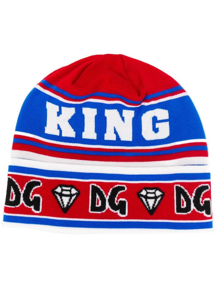 Dolce & Gabbana Graphic And Logo Beanie Hat - Red