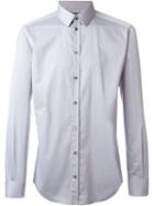 Dolce & Gabbana Pinstriped Shirt, Men's, Size: 38, Grey, Cotton