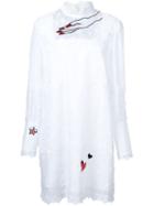 Giamba Appliqué Flower Dress, Women's, Size: 42, White, Cotton/polyester