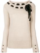 Blumarine Bow Detail Sweater - Nude & Neutrals