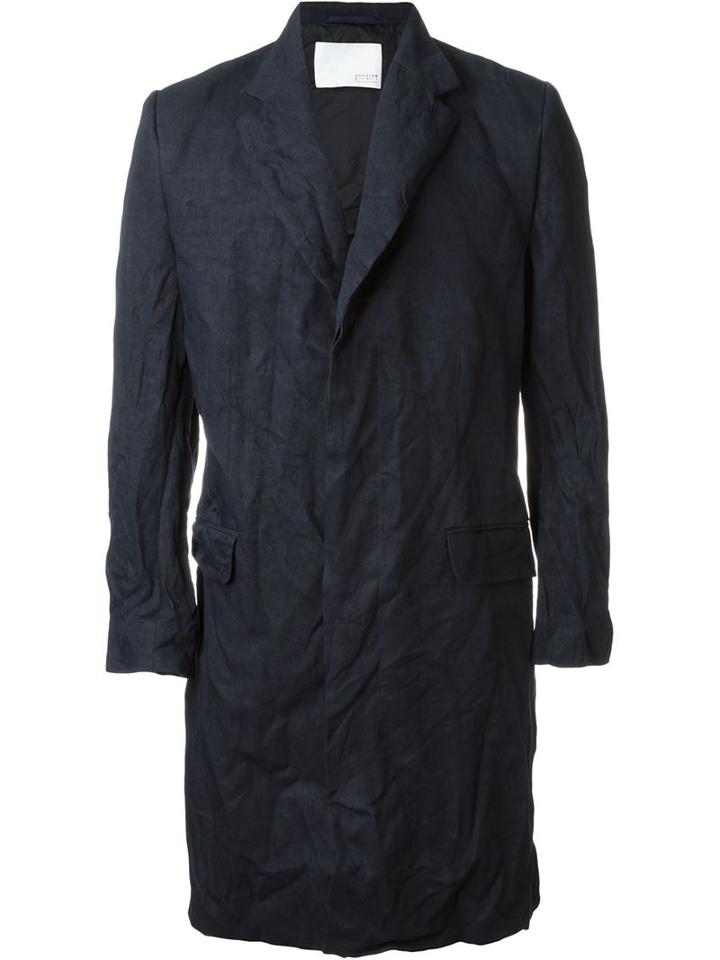 Matthew Miller Concealed Fastening Coat, Men's, Size: Medium, Blue, Polyester/linen/flax
