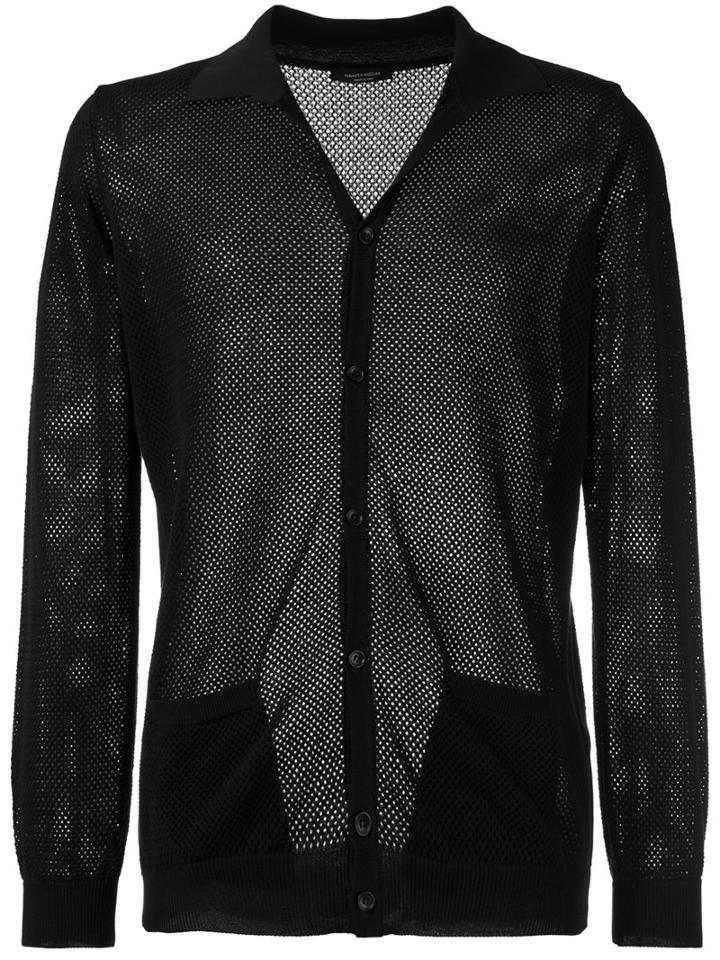 Roberto Collina Perforated Detail Cardigan, Men's, Size: 52, Black, Cotton