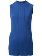Le Ciel Bleu Sleeveless Ribbed Knit Top, Women's, Size: 36, Blue, Cotton/polyester