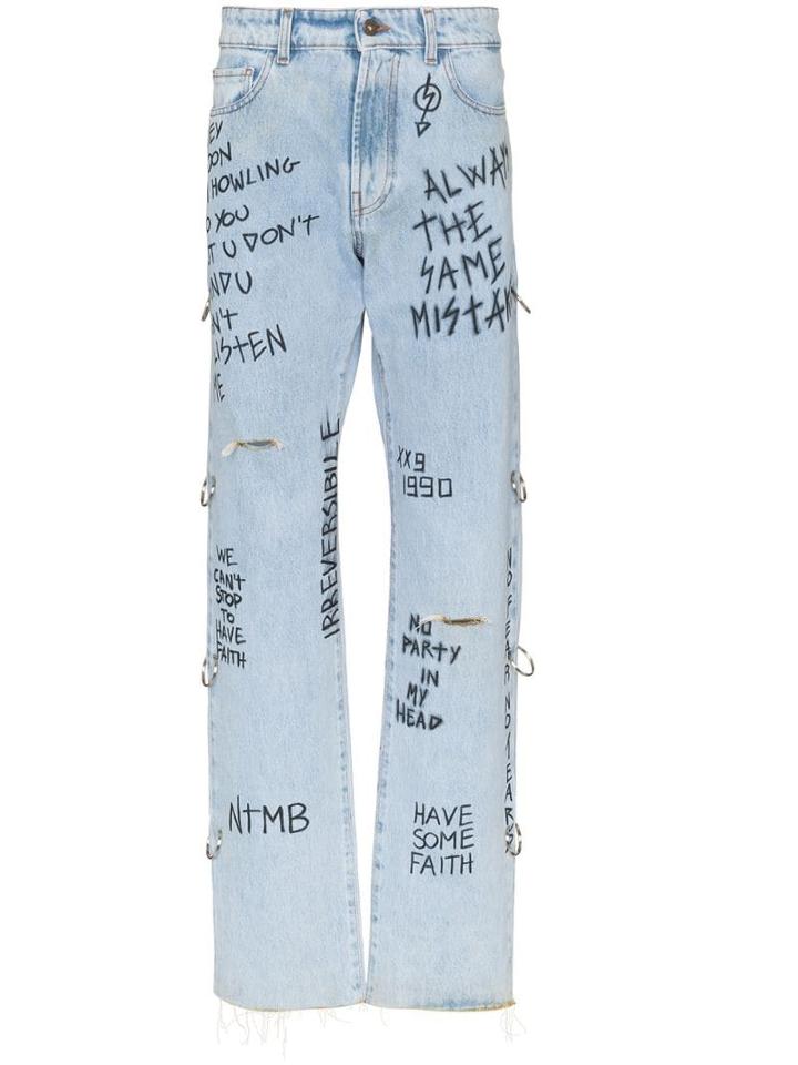 Faith Connexion Graffiti-print Jeans - Blue