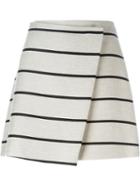 Msgm Striped A-line Skirt, Women's, Size: 40, Nude/neutrals, Cotton/linen/flax/viscose