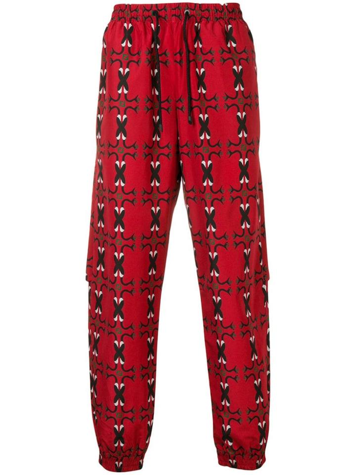 Fendi Entwined Snake Print Track Pants - Red