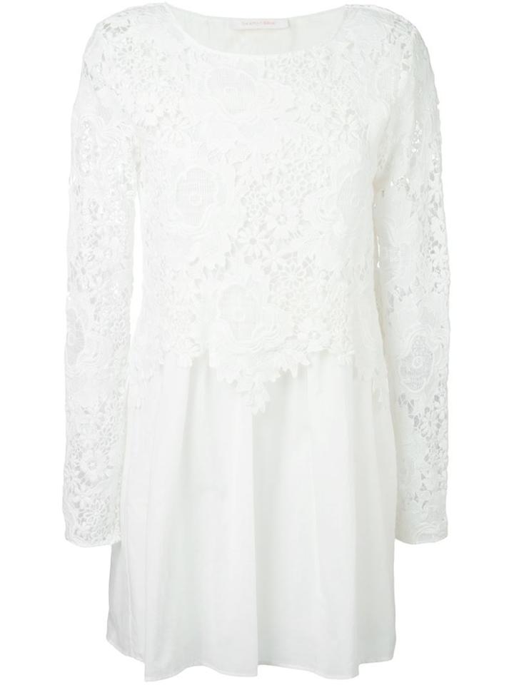 See By Chloé Guipure Lace Layered Dress, Women's, Size: 38, White, Cotton/viscose