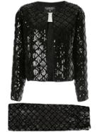 Chanel Vintage Cc Setup Suit Jacket Skirt - Black
