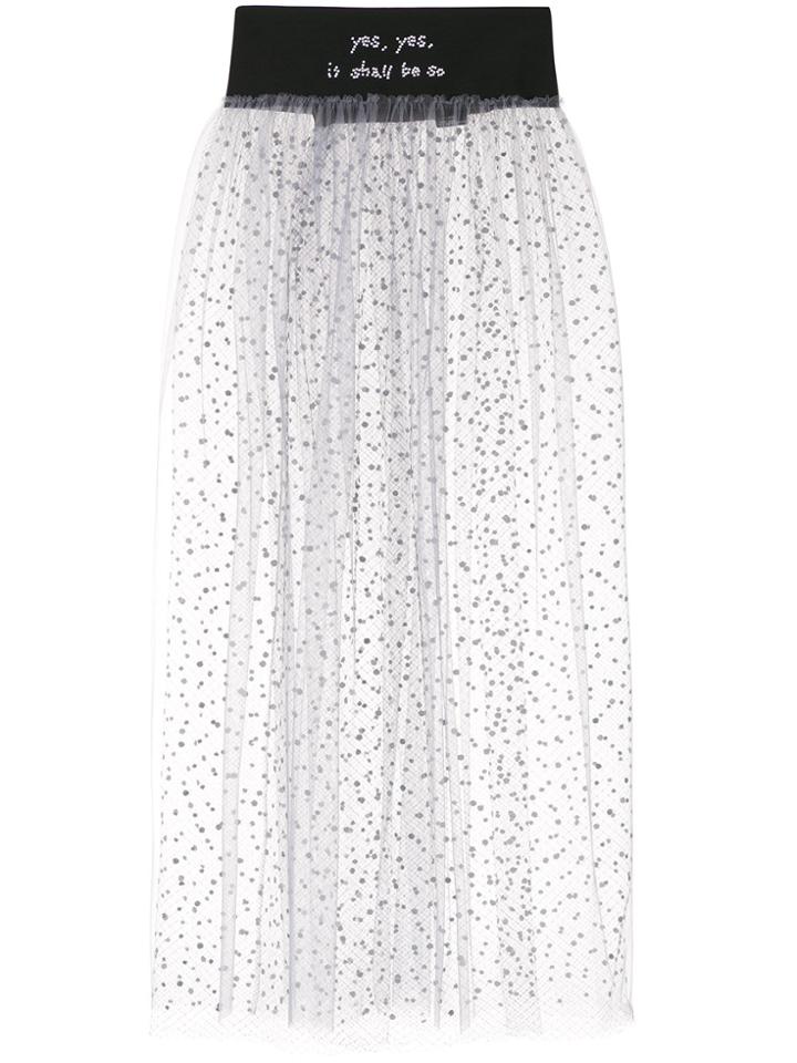 Tu Es Mon Trésor Embroidered Belt Tulle Apron Skirt - Grey