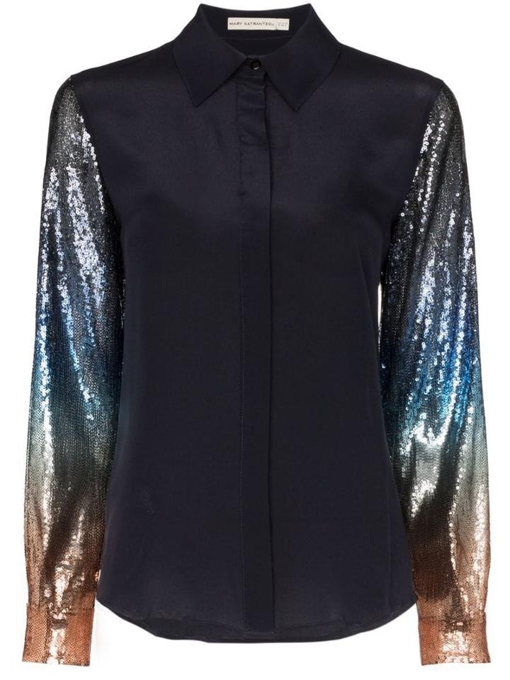 Mary Katrantzou Shane Sequin-sleeve Blouse - Blue